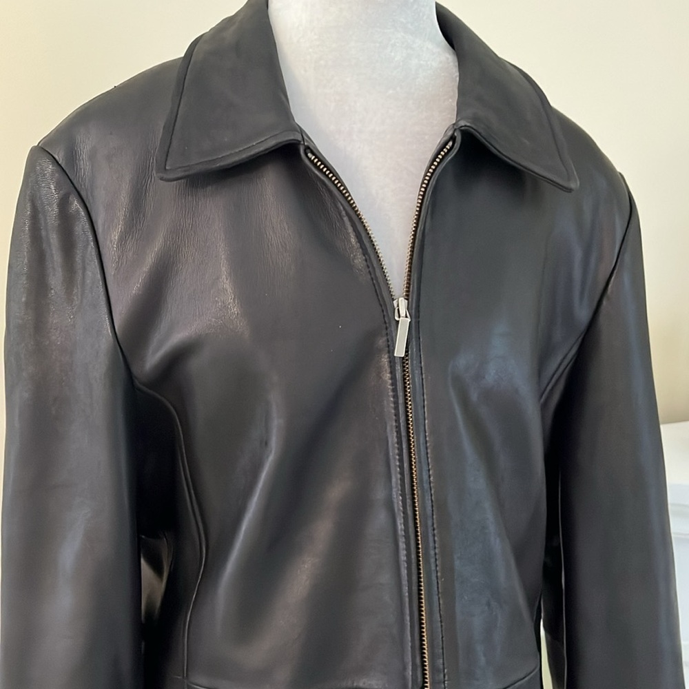 Women's Black Leather Jacket - Picture 6 of 16
